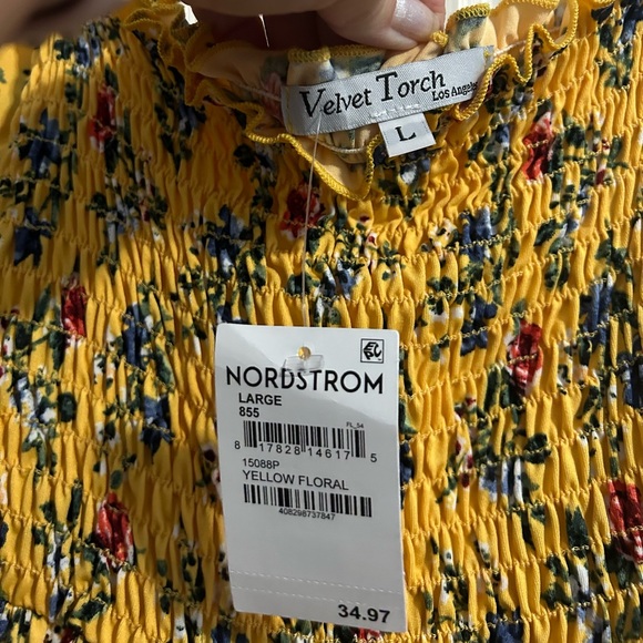 Velvet Torch, large, yellow floral dress, NWT - Picture 3 of 3
